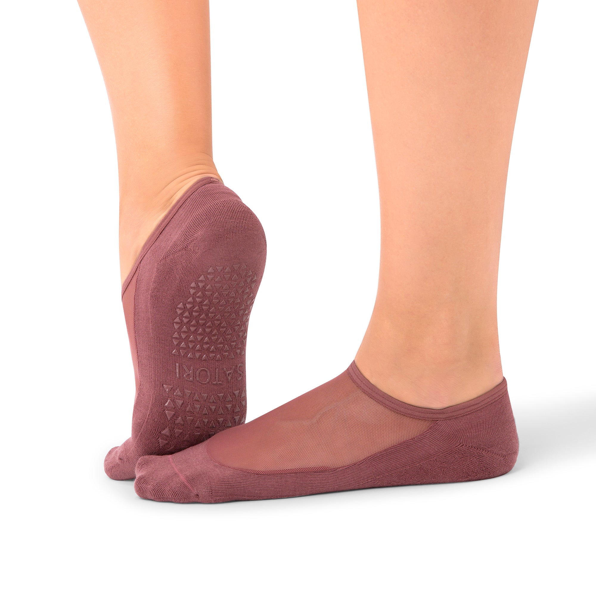 Sora Acai Berry mesh grip socks with arch support and non-slip sole for enhanced workout stability
