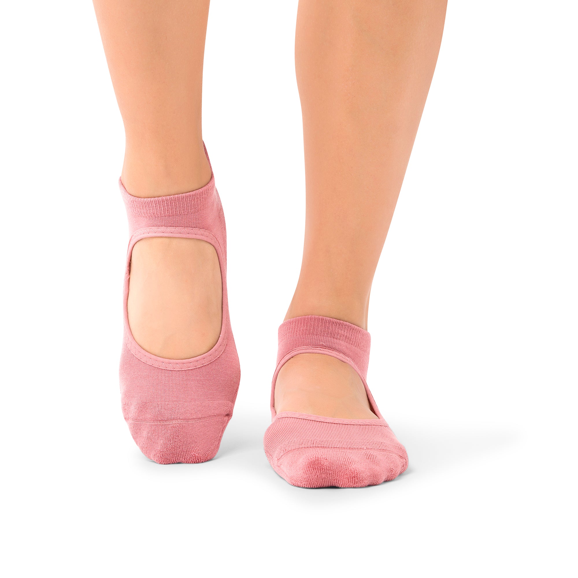 Aya rosewood organic cotton grip socks in eco-conscious Dubai fitness boutique