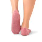 Non-slip Naomi rosewood studio socks with strap detail and cushioned sole for secure movement in barre and yoga.