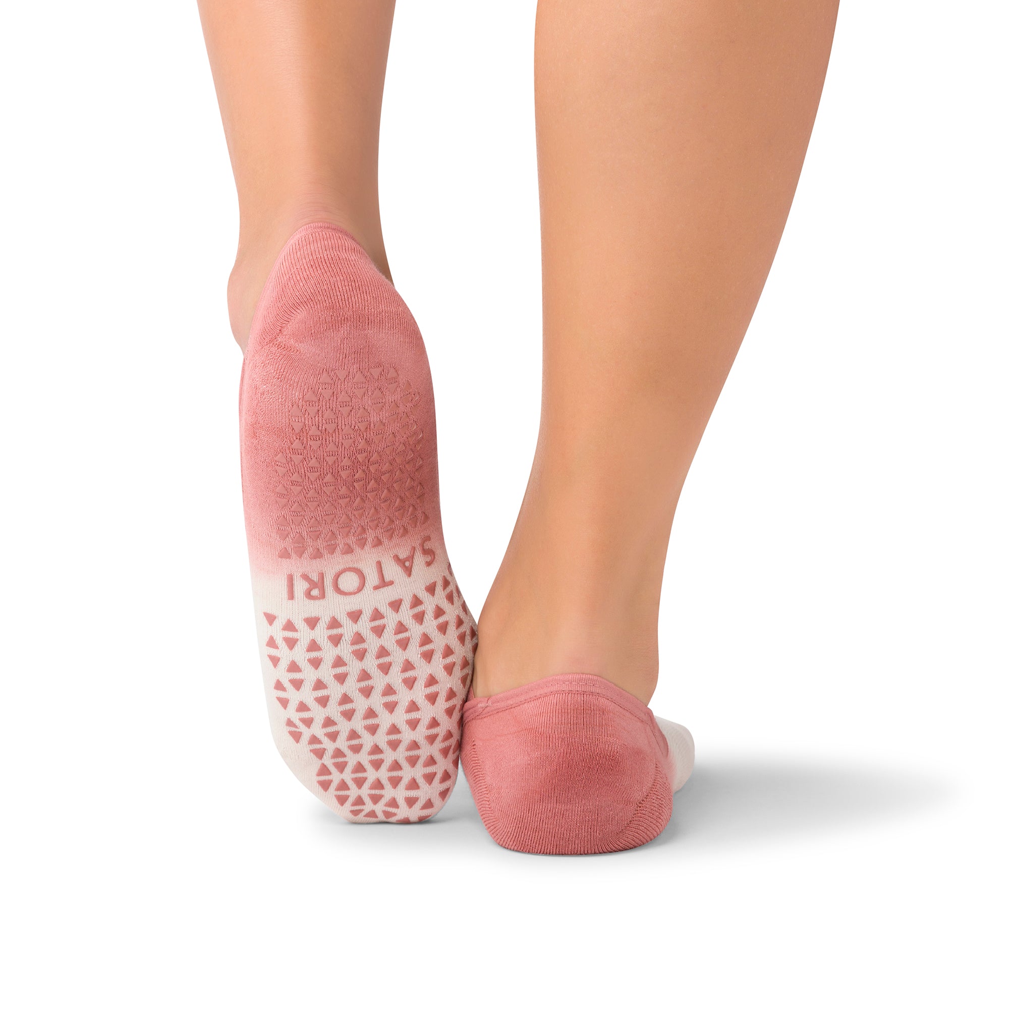 Naomi grip socks (rosewood fade) made with organic cotton and supportive straps, perfect for Pilates and studio workouts